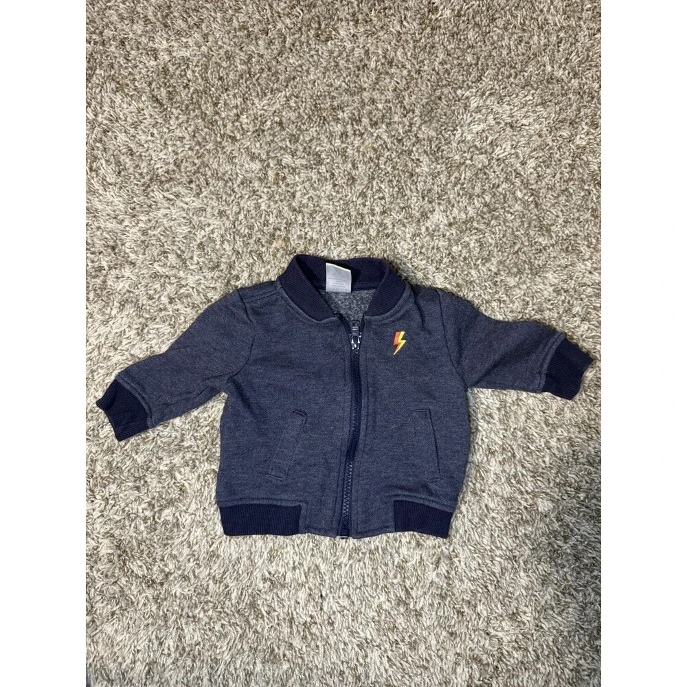 Gymboree Baby Navy Zip-Up Jacket with Lightning Bolt 3–6 Months